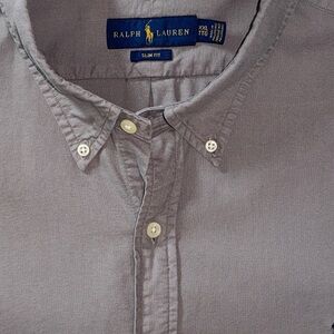 Ralph Lauren Slim Fit Oxford Shirt XXL Gray Brown Long Sleeve Button Down